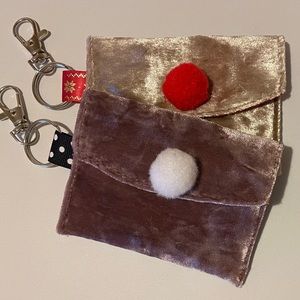 Pom Pom Velvet Glam! Just in! Christmas Card Holder Wallet - Mauve